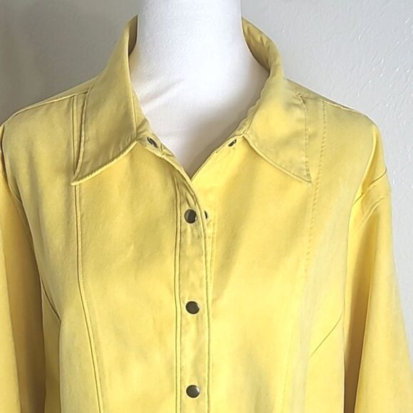 Carolina Colours Yellow Faux Suede Buttondown Jacket/Shirt, Size 18/20W - Picture 3 of 7